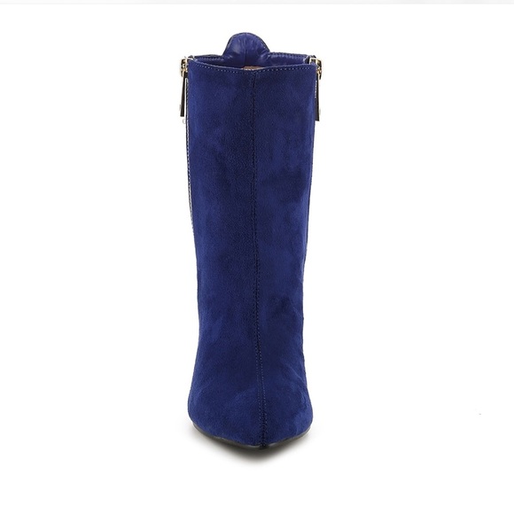 Ultra Blue Suede Gold Zip Detailed Boot NWOB - Picture 4 of 9
